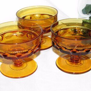Indiana Glass KING'S CROWN Gold Sherbet Champagne Glasses Read Description